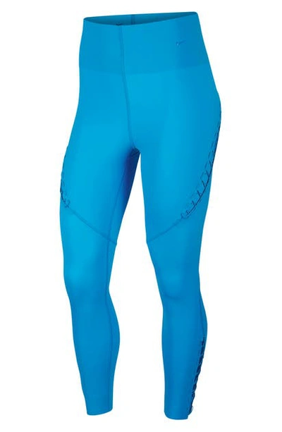 Nike Boutique Bungee Detail Training Tights In Laser Blue/ Clear