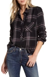 Rails Hunter Plaid Button-down Top In Onyx Slate Blush
