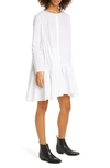 Merlette Martel Long Sleeve Cotton Tunic Dress In White