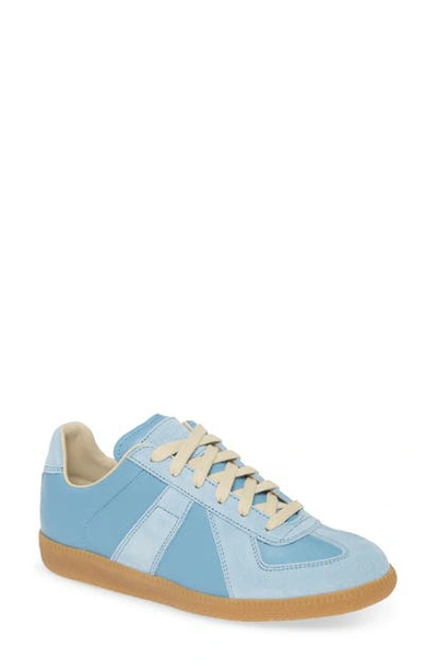 Maison Margiela 20mm Replica Leather & Suede Sneakers In Denim