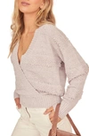 ASTR MADELINE WRAP FRONT MIX STITCH SWEATER,ACT15840