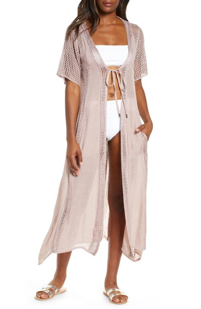 Elan Crochet Panel Swim Cover-up In Lilac