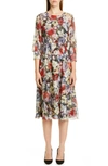 ERDEM POPPY COLLAGE FLORAL SILK MIDI DRESS,PS20 20880PCV