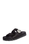 Miu Miu Crystal-embellished Leather Slides In Black