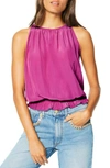 Ramy Brook Lauren Smock Waist Sleeveless Top In Passion