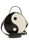 Staud Yin Yang Croc-embossed Leather Crossbody Bag In Black Cream