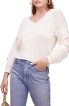 Astr Ruched Sleeve Cotton Sweater In Off White