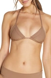 Frankies Bikinis Sky Triangle Bikini Top In Brownie