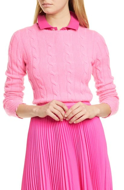Polo Ralph Lauren Cable Wool & Cashmere Sweater In Blaze Fuchsia