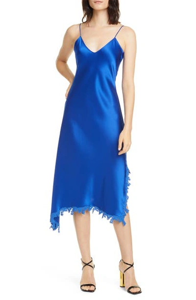 Polo Ralph Lauren Lace Detail Satin Slipdress In Sapphire Star