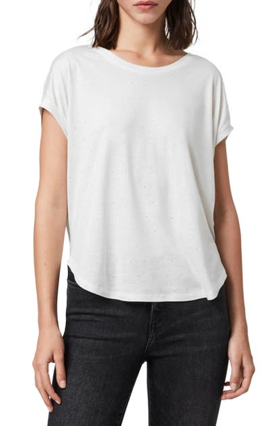 Allsaints Brea Embellished Tee In Ivory White