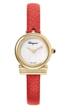 FERRAGAMO GANCINO LEATHER STRAP WATCH, 22MM,SFIK00219