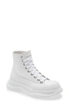 Alexander Mcqueen Tread Slick High Top Sneaker In White Cotton