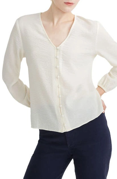 Madewell V-neck Button Shirt In Antique Cream