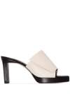 WANDLER WHITE AND BLACK ISA PLATEAU 85 LEATHER SANDALS