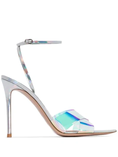 Gianvito Rossi Stark 105 Iridescent Leather And Pvc Sandals In Blue