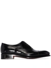 Santoni Black Classic Leather Oxford Shoes