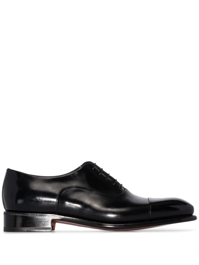 SANTONI LEATHER OXFORD SHOES