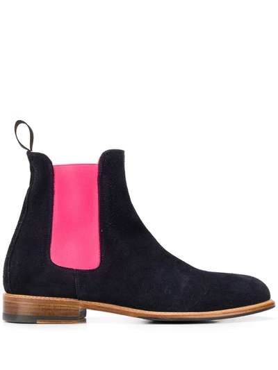 Scarosso Chelsea Colour-block Boots In Blue Suede