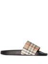 Burberry Furley Vintage Check Slide Sandals In Brown