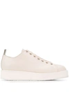 Jil Sander Neutral Flatform Cotton Canvas Low Top Sneakers In Neutrals