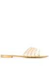 Giuseppe Zanotti Nuvoroll Crystal-embellished Metallic Leather Slides In Gold