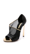 CASADEI Mesh & Leather D'Orsay Pumps
