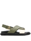 Marni Fussbett Flat Sandals In Green