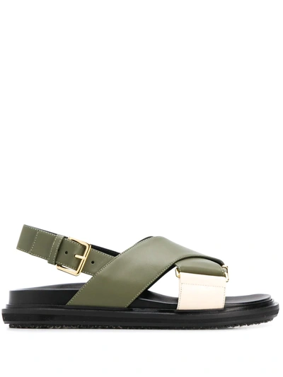 Marni Fussbett Flat Sandals In Green