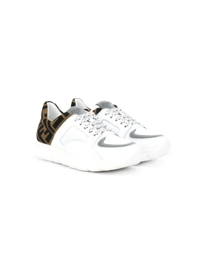 Fendi Boys White Kids Pump Logo-embellished Leather And Woven Trainers 6-7 Years 12