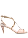 CHLOÉ PYTHON-EFFECT STRAPPY SANDALS