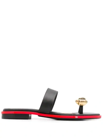 Alexander Mcqueen Flat Sandals With Jewel In Black,red