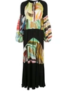 Rosie Assoulin Oversized Paneled Chiffon And Printed Silk Crepe De Chine Maxi Dress In Black