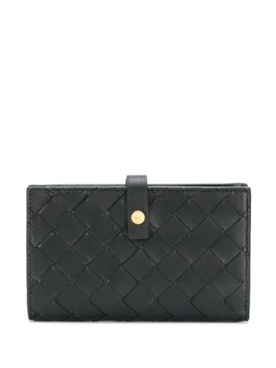 Bottega Veneta Intrecciato Weave French Wallet In Black