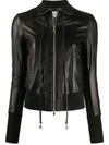 Patrizia Pepe Long Sleeve Leather Jacket In Black