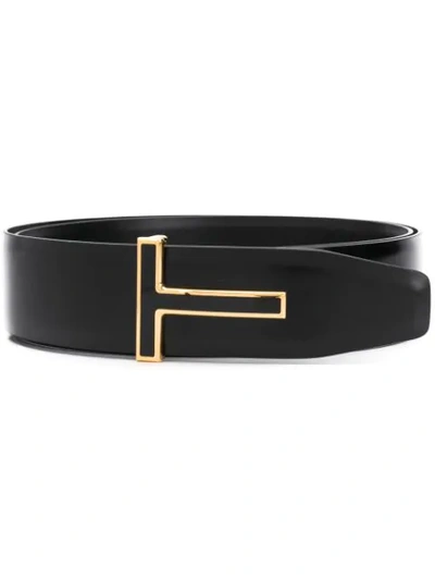 Tom Ford Logo Plaque Belt In Black