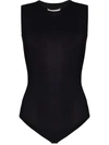 Maison Margiela Logo-patch Sleeveless Jersey Bodysuit In Black