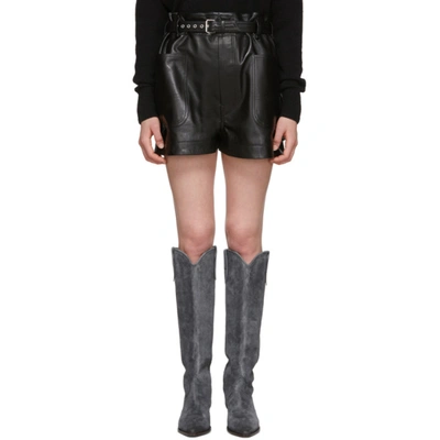 Isabel Marant Xike High-rise Leather Shorts In Black