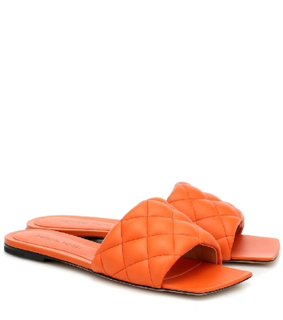 Bottega Veneta Padded Leather Sandals In Orange
