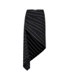 Monse Asymmetric Draped Striped Wool-twill Skirt In Black