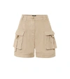 BALMAIN HIGH-RISE COTTON CARGO SHORTS,P00429965