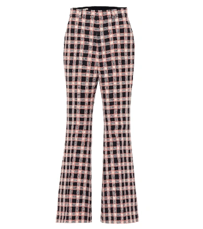 Gucci Checked Wool-tweed Flared Pants In Black