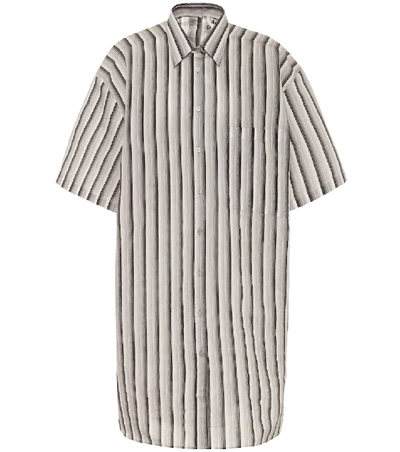 Acne Studios Stripes Pattern Chemisier In Grey And Black In Striped Shirt Dress