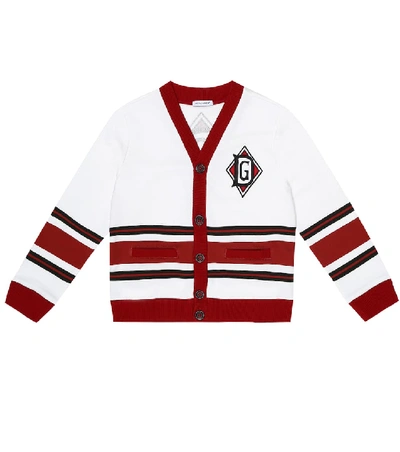 Dolce & Gabbana Kids' Striped Cotton-jersey Cardigan In White