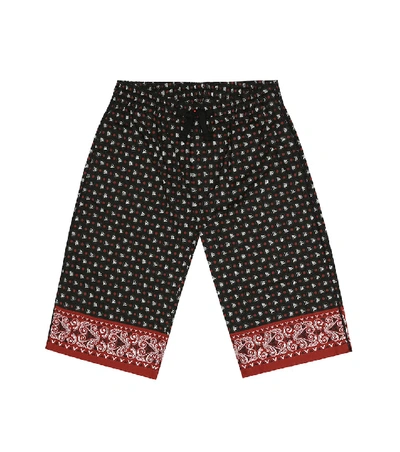 Dolce & Gabbana Kids' Printed Cotton Bermuda Shorts In Rosso