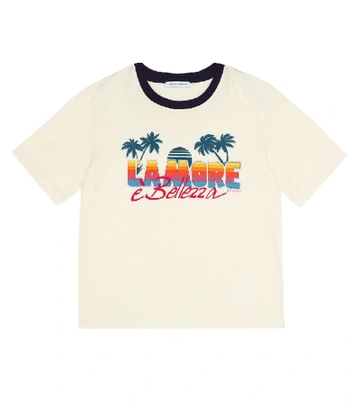 Dolce & Gabbana Kids' Printed Cotton-jersey T-shirt In Neutrals