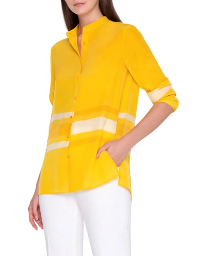 Akris Monochrome Striped Tunic Shirt In Light Yellow