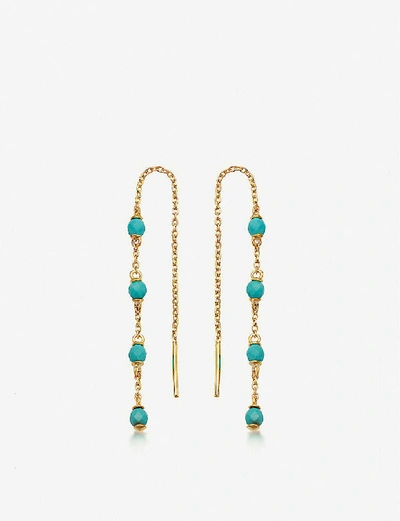 Astley Clarke Stilla Chain 18-ct Gold-plated Silver Turquoise Gemstone Earrings In Blue/yellow Gold