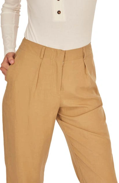 Astr Calla Pleated Straight Leg Pants In Khaki