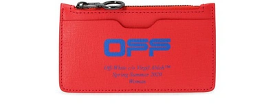 Off-white Zip Card Holder In Coral Red Blue